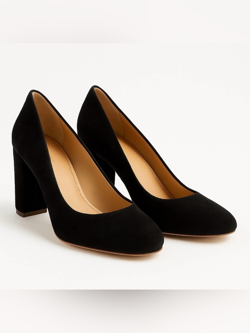 J.Crew Etta Classic Black Suede Block Heel Pump